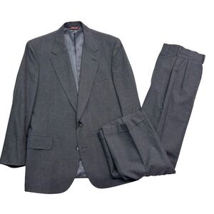vtg 90s Nordstrom 40S 41S 34x29 Charcoal 2pc Pant Suit Pleated Cuffed wool USA